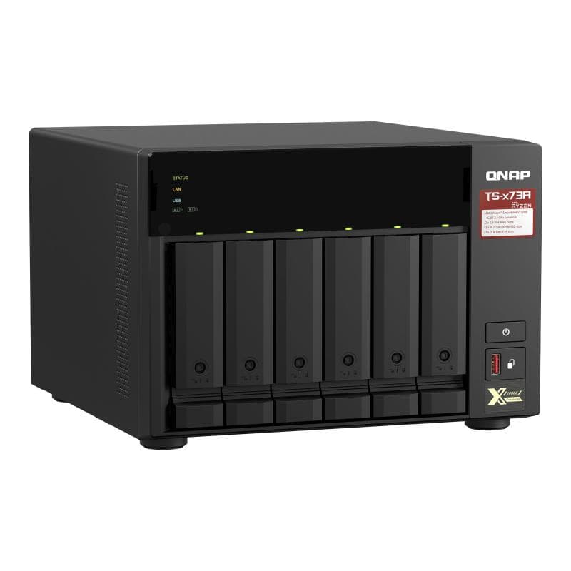 QNAP 6-bay NAS AMD Ryzen Embedded V1500B 2.2GHz 8GB 6xSATA 6Gb/s bays 2xM.2 NVMe PCIe Gen3 SSD slots