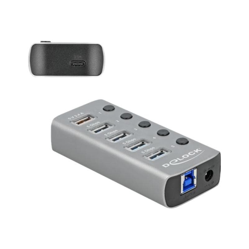 DELOCK USB 3.2 Gen1 Hub+ 4Po+SLK+USB-C | 63263