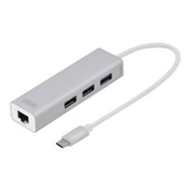 DIGITUS USB Typ C 3.0 Hub mit Gigabit Ethernet