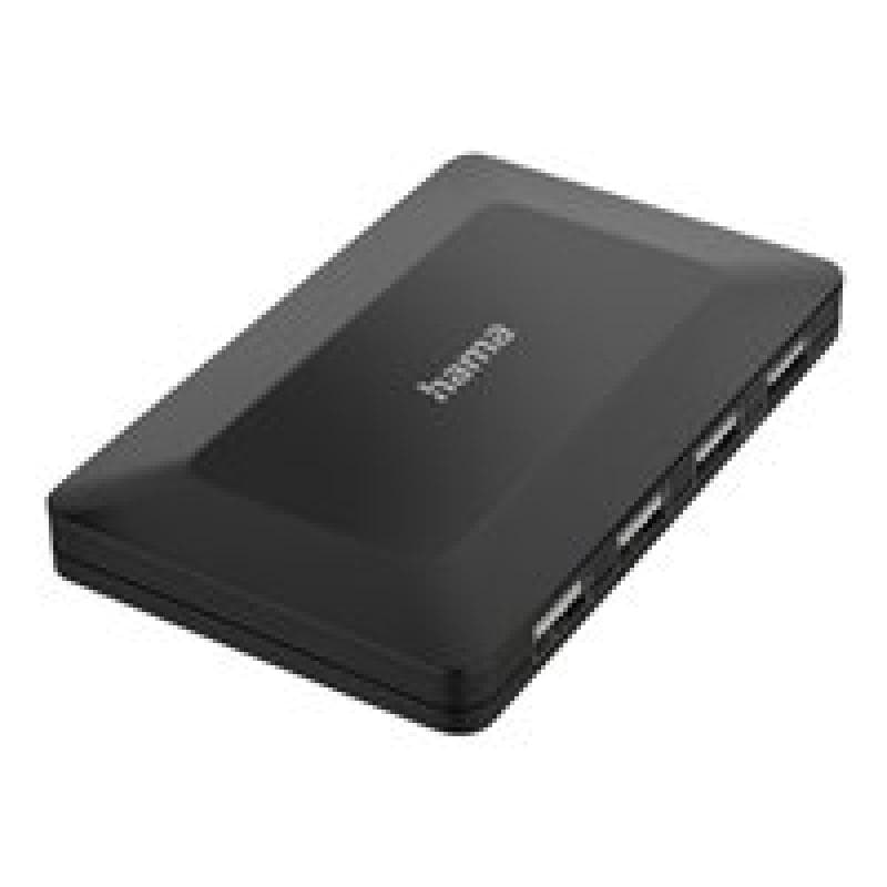 HAMA USB-Hub 4 Ports, 480 Mbit/s, USB 2.0, inkl. Kabel und Netzteil (00200122)