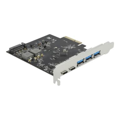 DELOCK PCI Express x4 Karte zu 2x USB Type-C + 3x USB Typ-A - SuperSpeed USB 10Gbps