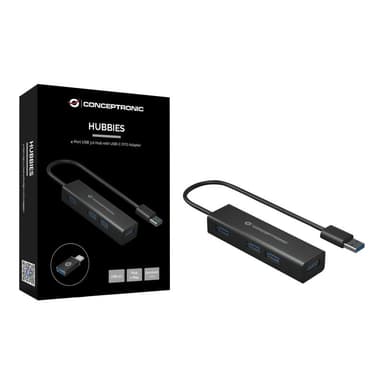 CONCEPTRONIC USB-Hub 4Port USB3.0-> USB-C OTG Adapter sw