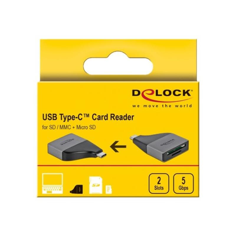 Delock USB Type-C Card Reader für SD / MMC + Micro SD Speicherkarten  kompaktes Design