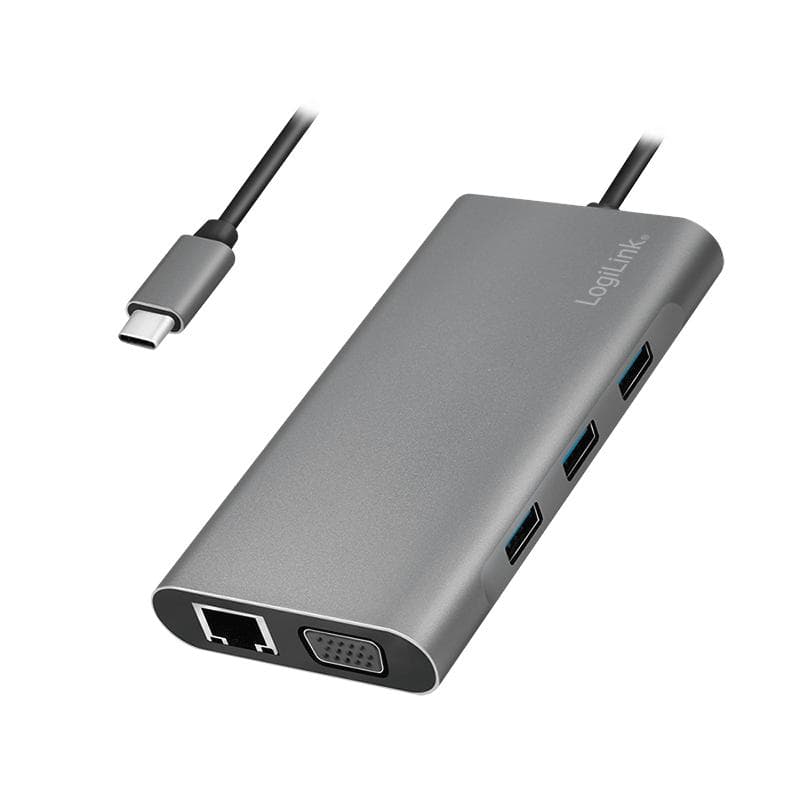 LOGILINK Dockingstation USB 3.2 Gen1,USB-C, 10-Port,PD,silb.