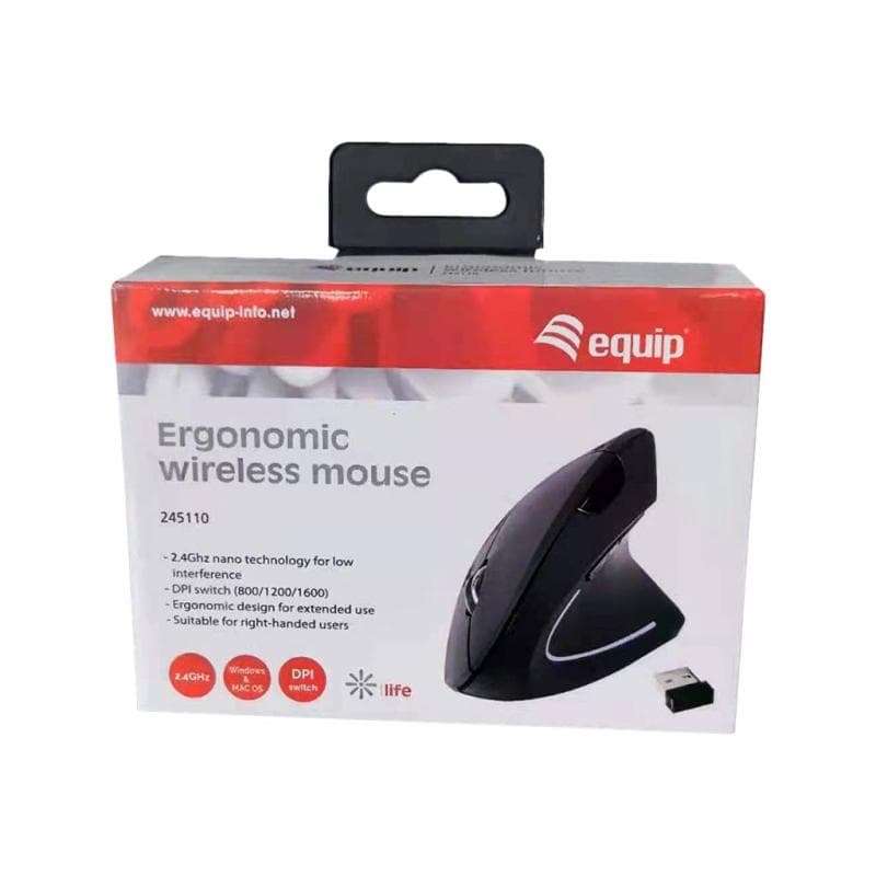 EQUIP Ergonomic Maus wireless Links und Rechtshänder schwarz