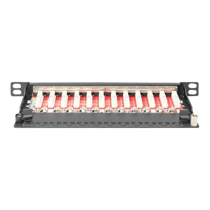 DIGITUS Cat.6A Slim Patchpanel,geschirmt,12-Port,0,5HE,10″sw