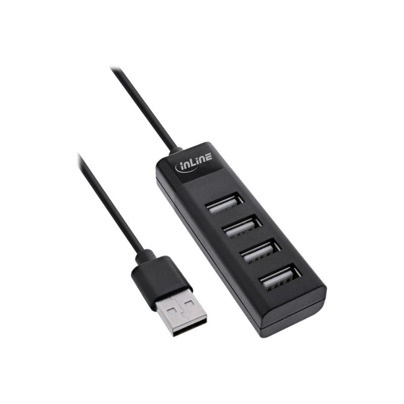 INLINE USB 2.0 Hub, 4 Port, schwarz, Kabel 30cm