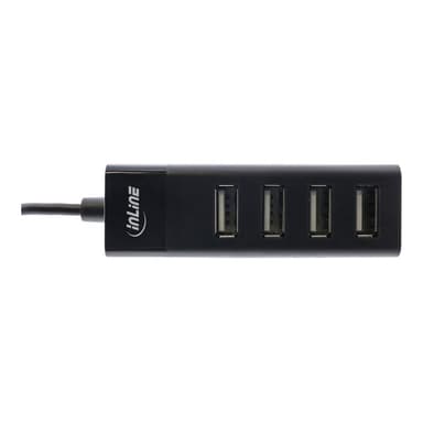 INLINE USB 2.0 Hub, 4 Port, schwarz, Kabel 30cm