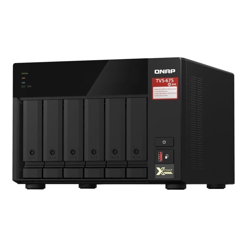 QNAP TVS-675-8G 6-bay NAS KX-U6580 8C/8T 2.5GHz 8GB 6xSATA 6Gb/s bays 2xM.2 NVMe PCIe Gen3 SSD slots