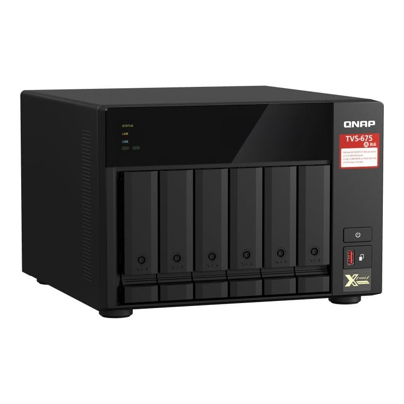 QNAP TVS-675-8G 6-bay NAS KX-U6580 8C/8T 2.5GHz 8GB 6xSATA 6Gb/s bays 2xM.2 NVMe PCIe Gen3 SSD slots