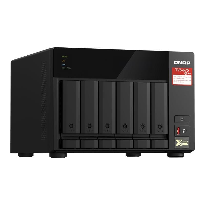 QNAP TVS-675-8G 6-bay NAS KX-U6580 8C/8T 2.5GHz 8GB 6xSATA 6Gb/s bays 2xM.2 NVMe PCIe Gen3 SSD slots