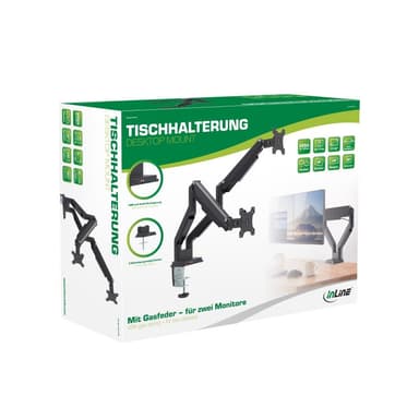 INLINE Tischhalterung mit Lifter und USB/Audio, beweglich, für zwei Monitore bis 81cm (32″)