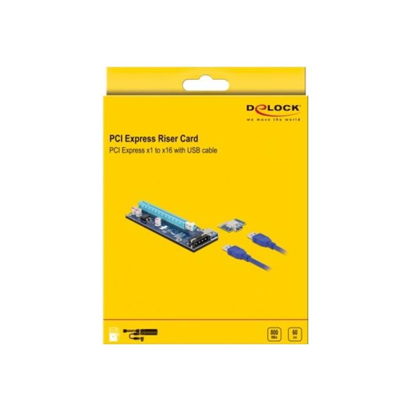 DELOCK Riser C. PCIe x1>x16+16cm USB | 41430