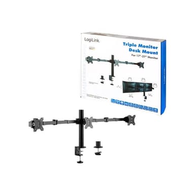 LOGILINK Triple Monitor mount, 17″-27″, steel, 360° VESA plate, arm length: 640mm