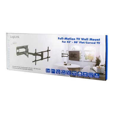 LOGILINK TV Wall mount, 43″-80″, tilt +5°-15°,swievel +-90°, 1015mm