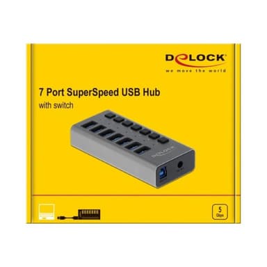 DELOCK Ext. SS USB Hub 7Ports +Schalter