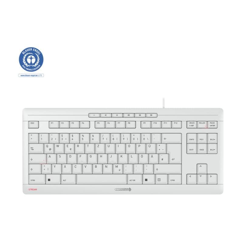 CHERRY TAS STREAM KEYBOARD TKL Corded DE-Layout grau