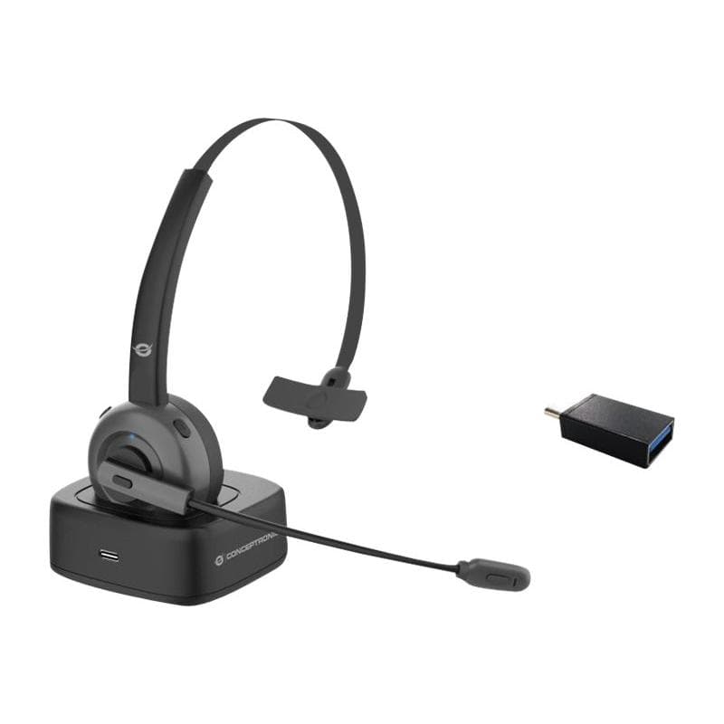 CONCEPTRONIC Headset Wireless Bluetooth mit Ladestation   sw