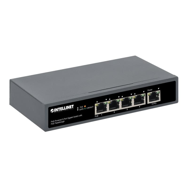 INTELLINET 4-Port Gigabit+1GE (PD) High PoE Switch