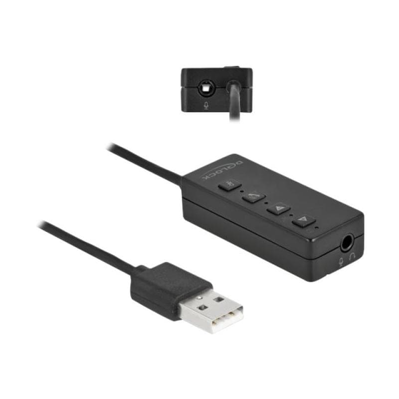 DELOCK USB Headset und Mikrofon Adapter mit 2 x 3,5 mm Klinkenbuchse für Windows und Mac OS