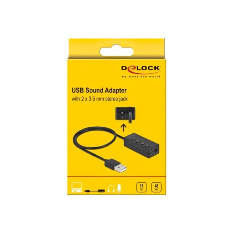 DELOCK USB Headset und Mikrofon Adapter mit 2 x 3,5 mm Klinkenbuchse für Windows und Mac OS
