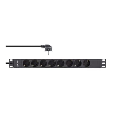 INLINE 19″ Steckdosenleiste, 8-fach Schutzkontakt, ohne Schalter, 2m, schwarz