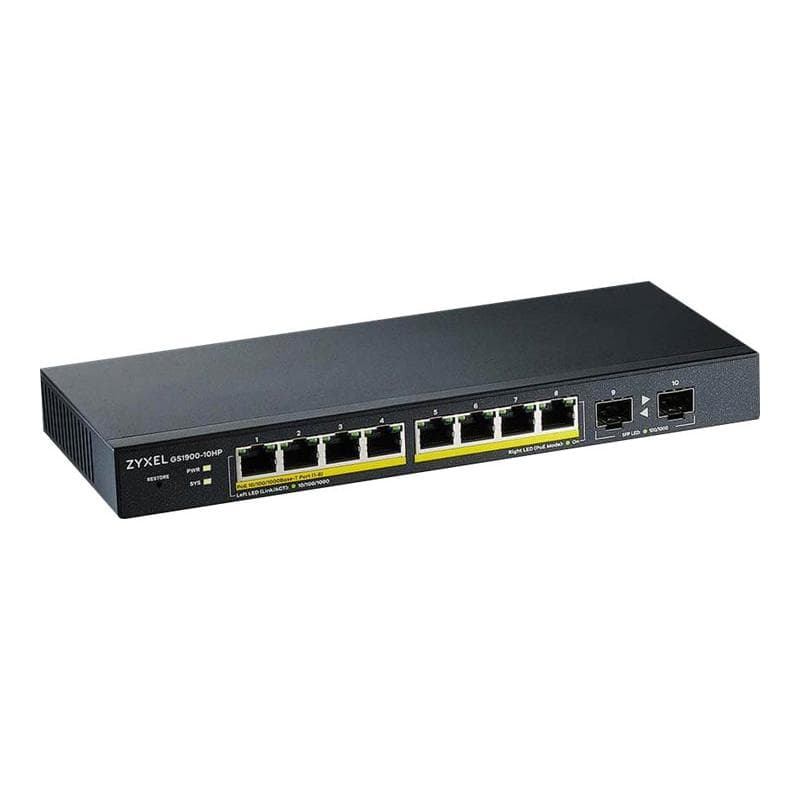 ZYXEL Switch  8x GS1900-10HP  GbE L2 POE+ /+2 SFP slots