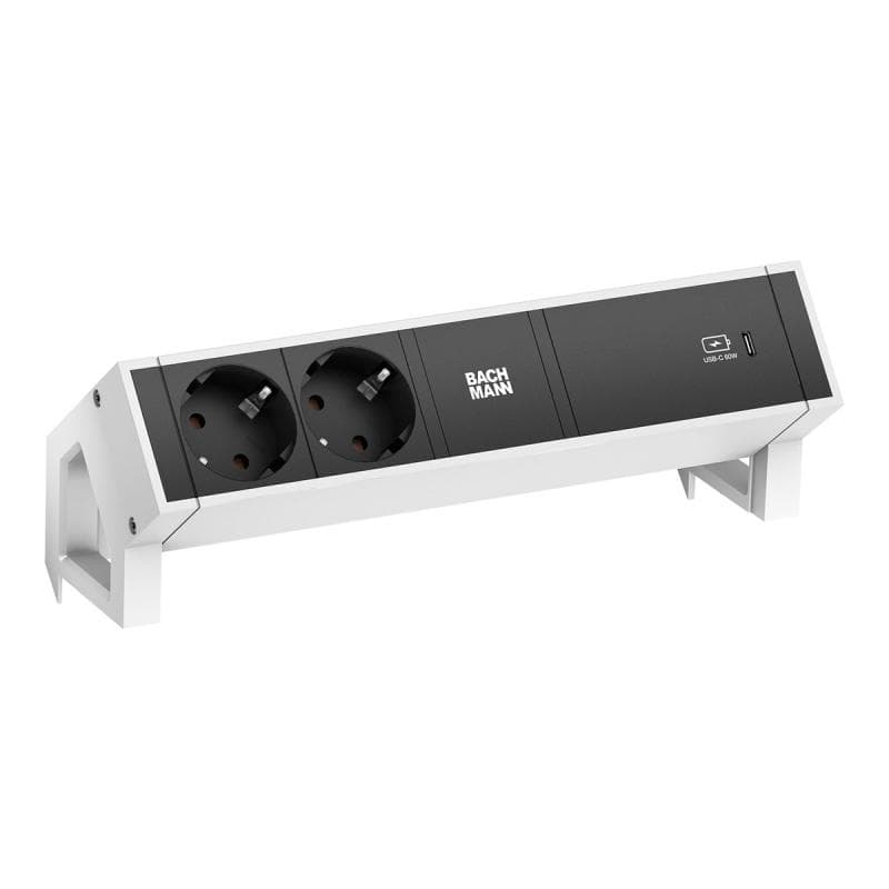 BACHMANN DESK2 2xCEE7/3 1xUSB C 902.934 60W Charger 0,2m GST18 RAL9010