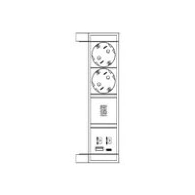BACHMANN DESK2 ALU BLACK 937.301 2xCEE7/3 1xUSB A&C 22W 0,2m GST18