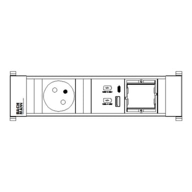 BACHMANN POWER FRAME S 1xUTE 916.527 1xUSB A&C 22W 1xCM 0,2m GST18