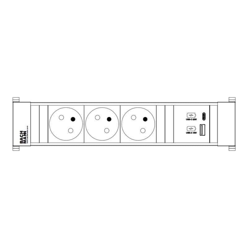 BACHMANN POWER FRAME M 3xUTE 916.526 1xUSB A&C 22W 0,2m GST18