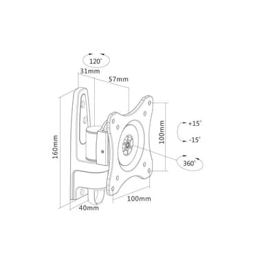 INLINE Wandhalterung für TFT bis 68cm (27″), max. 15kg