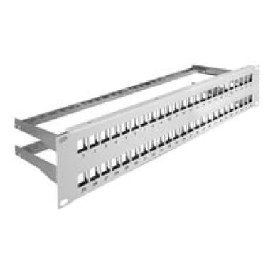 DELOCK 19? Keystone Patchpanel 48 Port mit Entlastungsschienen 2 HE grau