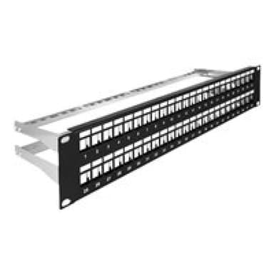DELOCK 19? Keystone Patchpanel 48 Port mit Entlastungsschienen 2 HE schwarz