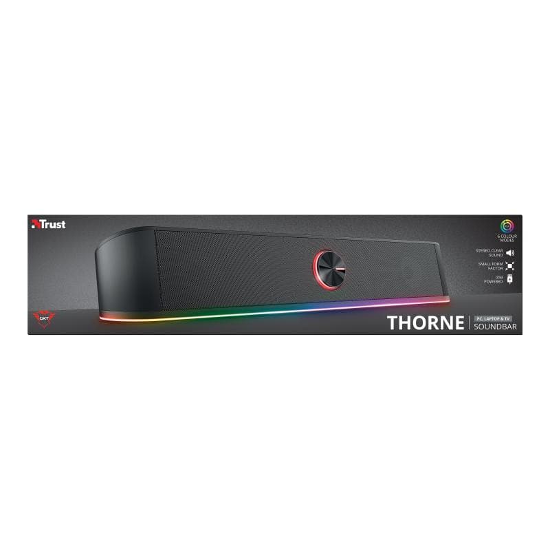 TRUST Gaming GXT 619 Thorne RGB Illuminated Soundbar, Stereo-Soundbar mit RGB-Beleuchtung und platzs