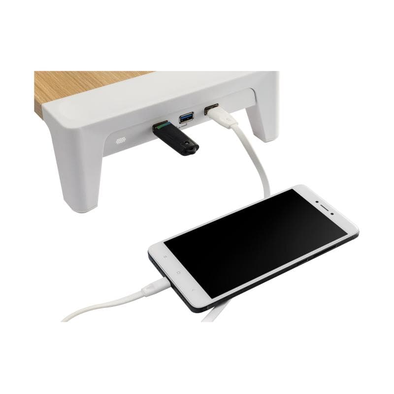 INLINE Monitor Podest+ mit 2x USB 3.2 Gen1 und QC3 Ladeports, 80mm, max. 15kg
