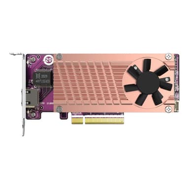 QNAP Card QM2 series 2xPCIe 2280 M.2 SSD slots PCIe Gen3x8 1xAQC113C 10GbE NBASE-T port