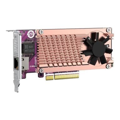 QNAP Card QM2 series 2xPCIe 2280 M.2 SSD slots PCIe Gen3x8 1xAQC113C 10GbE NBASE-T port