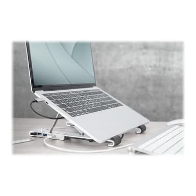 DIGITUS Variabler Notebook-Ständer integr. USB-C Hub,5-Port