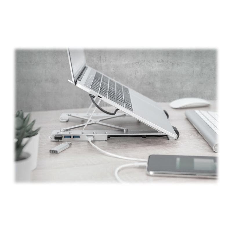 DIGITUS Variabler Notebook-Ständer integr. USB-C Hub,5-Port