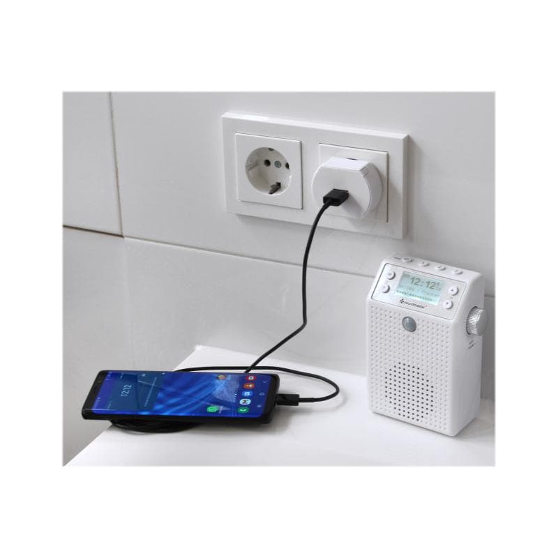 WÖRLEIN Soundmaster DAB60WE ws/si Badradio DAB+/UKW,Bluetooth,Akku,Bewegungsmelder
