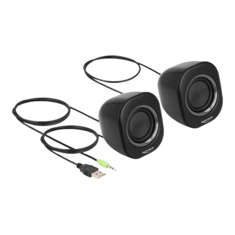 DELOCK Mini Stereo PC Lautsprecher mit 3,5mm Klinkenstecker und USB Stromversorgung