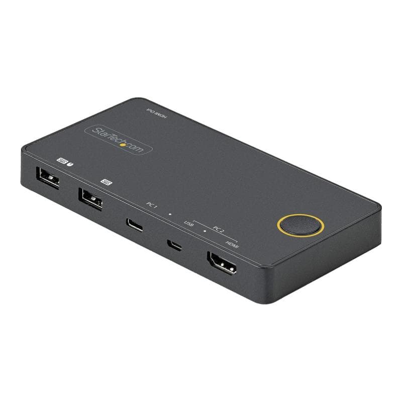 STARTECH.COM 2 Port Hybrid USB-A + HDMI USB-C KVM-Switch Einzelner 4K 60Hz HDMI 2.0 Monitor Kompakte