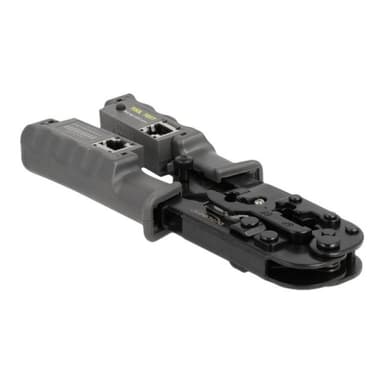 DELOCK Crimpzange mit Abisolierer und Netzwerktester für 8P (RJ45), 6P (RJ12/11) oder 4P (RJ10) Stec