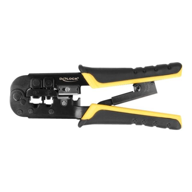 DELOCK Universelle Crimpzange mit Abisolierer für 8P (RJ45) oder 6P (RJ12/11) Stecker