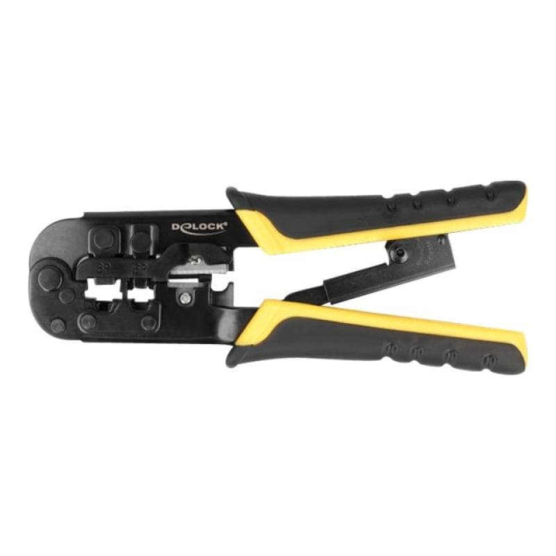 DELOCK Universelle Crimpzange mit Abisolierer für 8P (RJ45), 6P (RJ12/11) oder 4P Stecker