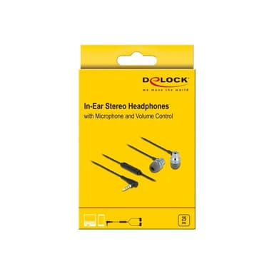 DELOCK In-Ear Kopfhörer mit 4 Pin 3,5 mm Klinkenstecker, Mikrofon und Lautstärkeregler