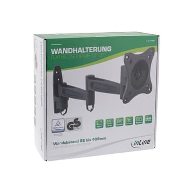 INLINE Wandhalterung für TFT bis 68cm (27″), max. 15kg, 2-teiliger Arm