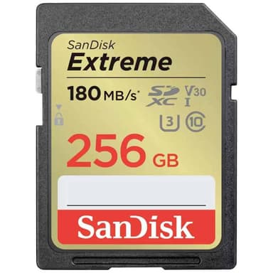 SANDISK Extreme 256GB SDXC Speicherkarte 2022 (bis zu 180MB/s, Cl10, U3, V30)