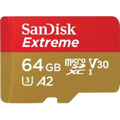 SANDISK Extreme 64GB microSDXC Speicherkarte Kit (2022) bis 190 MB/s, C10,U3,V30